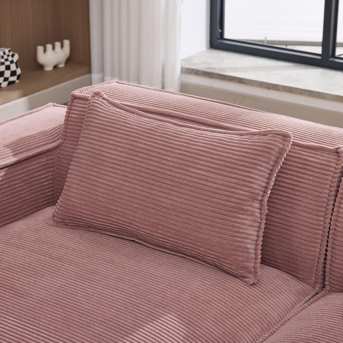3-SITZER ECKSOFA Polyester Rosa mit 2 Kissen - Rosa, Textil (235/129cm) - WISHDOR