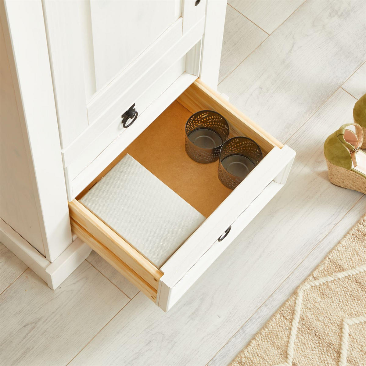 SCHUHSCHRANK TEQUILA weiß/braun - Weiß/Braun, Holz (53/190/38cm) - IDIMEX