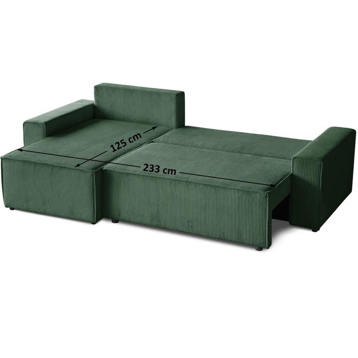 ECKSCHLAFSOFA mit Schlaffunktion Hektor dunkelgrün - Dunkelgrün/Schwarz, Kunststoff/Textil (277/152cm) - Beautysofa