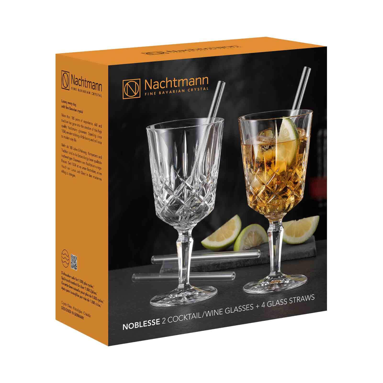 COCKTAILGLÄSER MIT GLASTRINKHALMEN Noblesse transparent 355 ml 2er Set - Transparent, Glas (0.355L) - Nachtmann