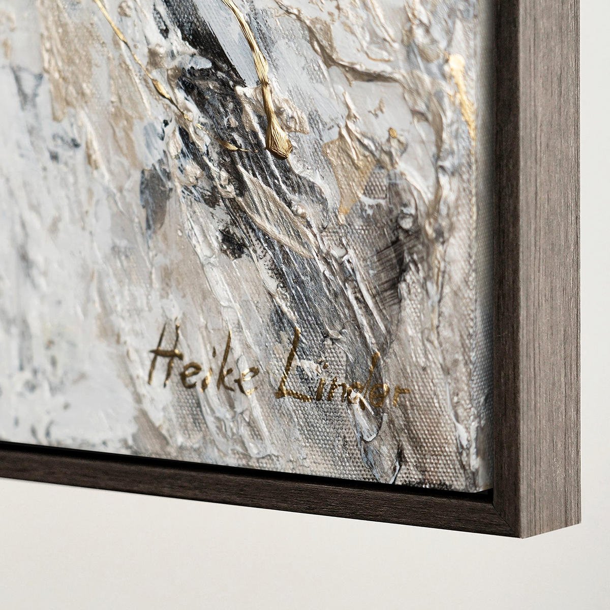 GEMÄLDE Goldene Flügel Schattenfugenrahmen Grau 140x100 cm - Grau, Holz (140/100cm) - YS-art gallery