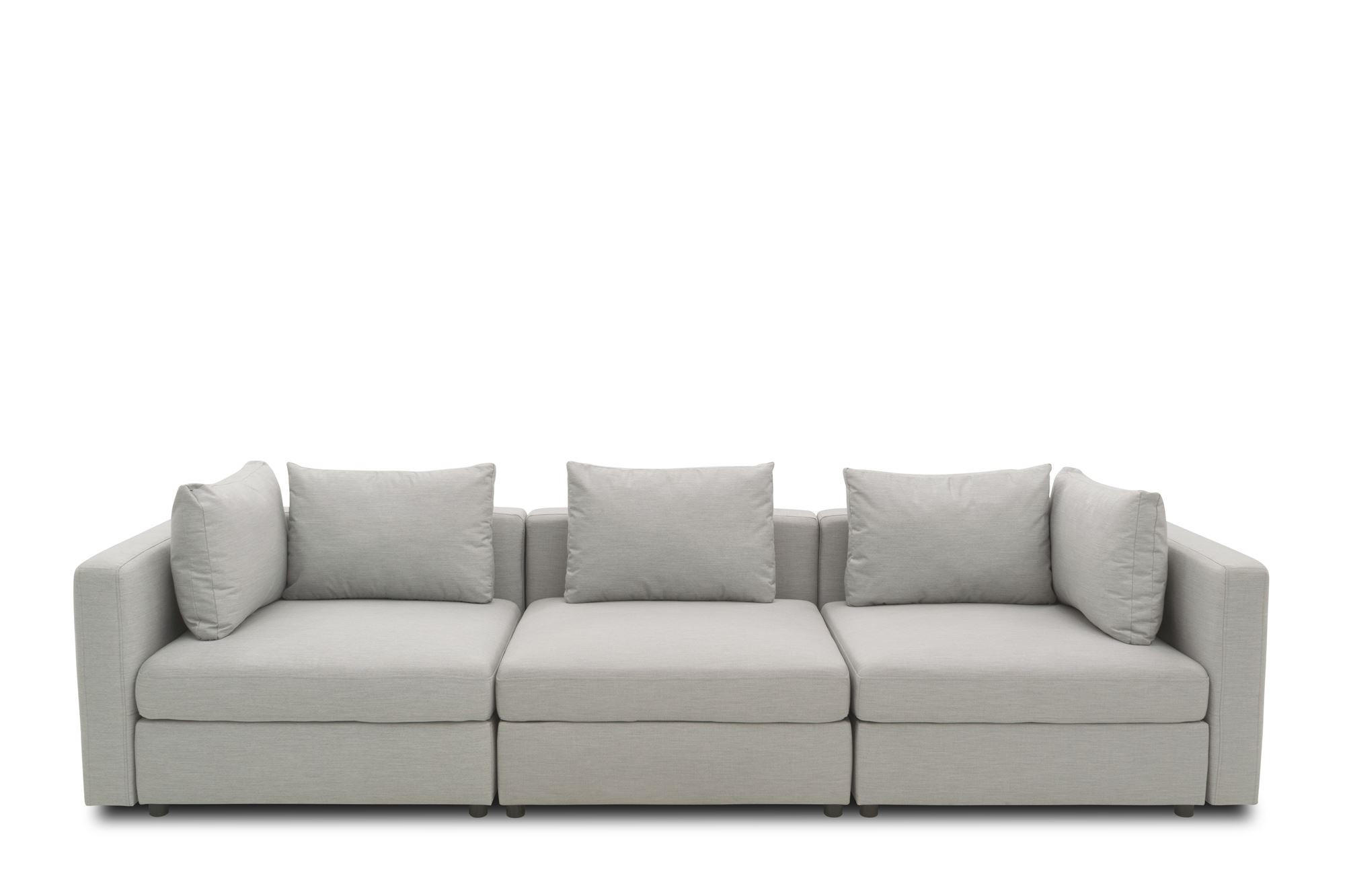 GARTENLOUNGE-SOFA 3-Sitzer Bozhana 312x67x96 mit Outdoorbezug silber - Silberfarben, Kunststoff (312/67/96cm) - 58aufmkessel