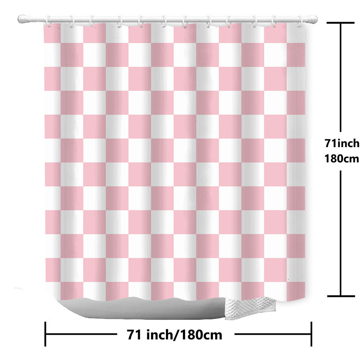 DUSCHVORHANG Rosa Weiß kariert 180 x 180 cm Schachbrettmuster wasserdicht fürs Badezimmer - Multicolor, Textil (180/180cm) - MCBOSON