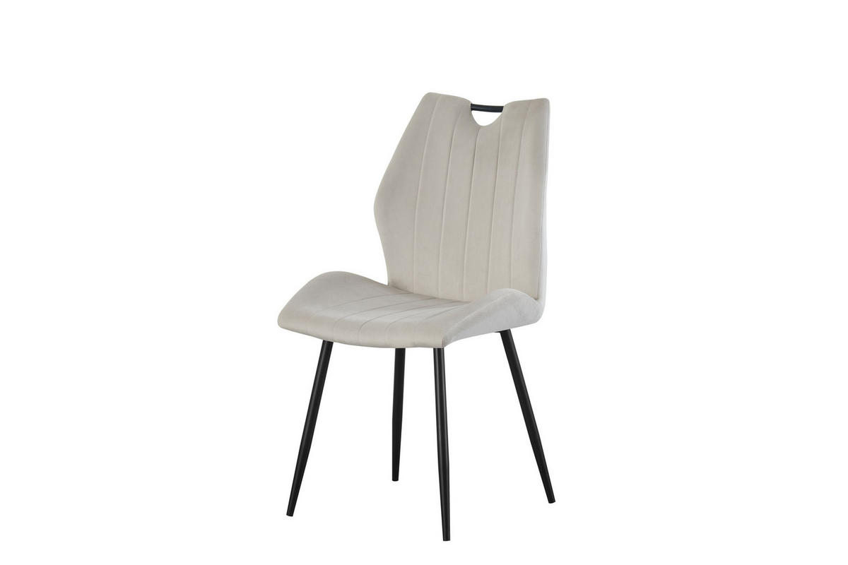 STUHL 2er Set Sevilla Stühle in Creme - gemütliches Design - B/H/T: 52x75x58 cm - Creme, Textil (58/75/52cm)