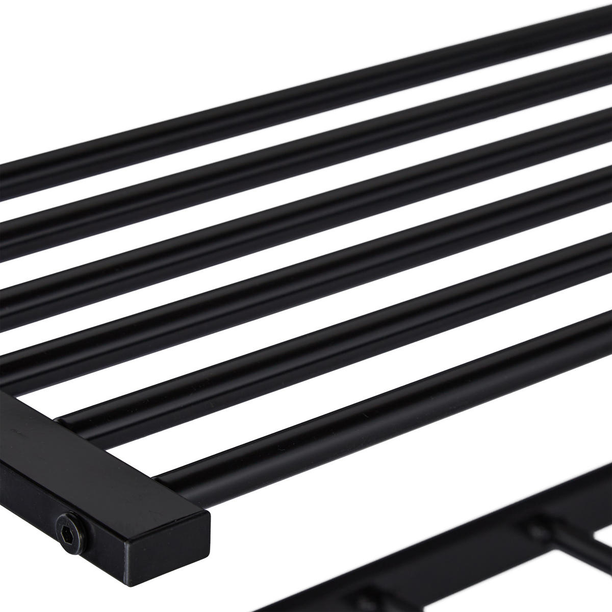 WANDGARDEROBE Ablage - Schwarz, Metall (65/28/25cm) - Relaxdays
