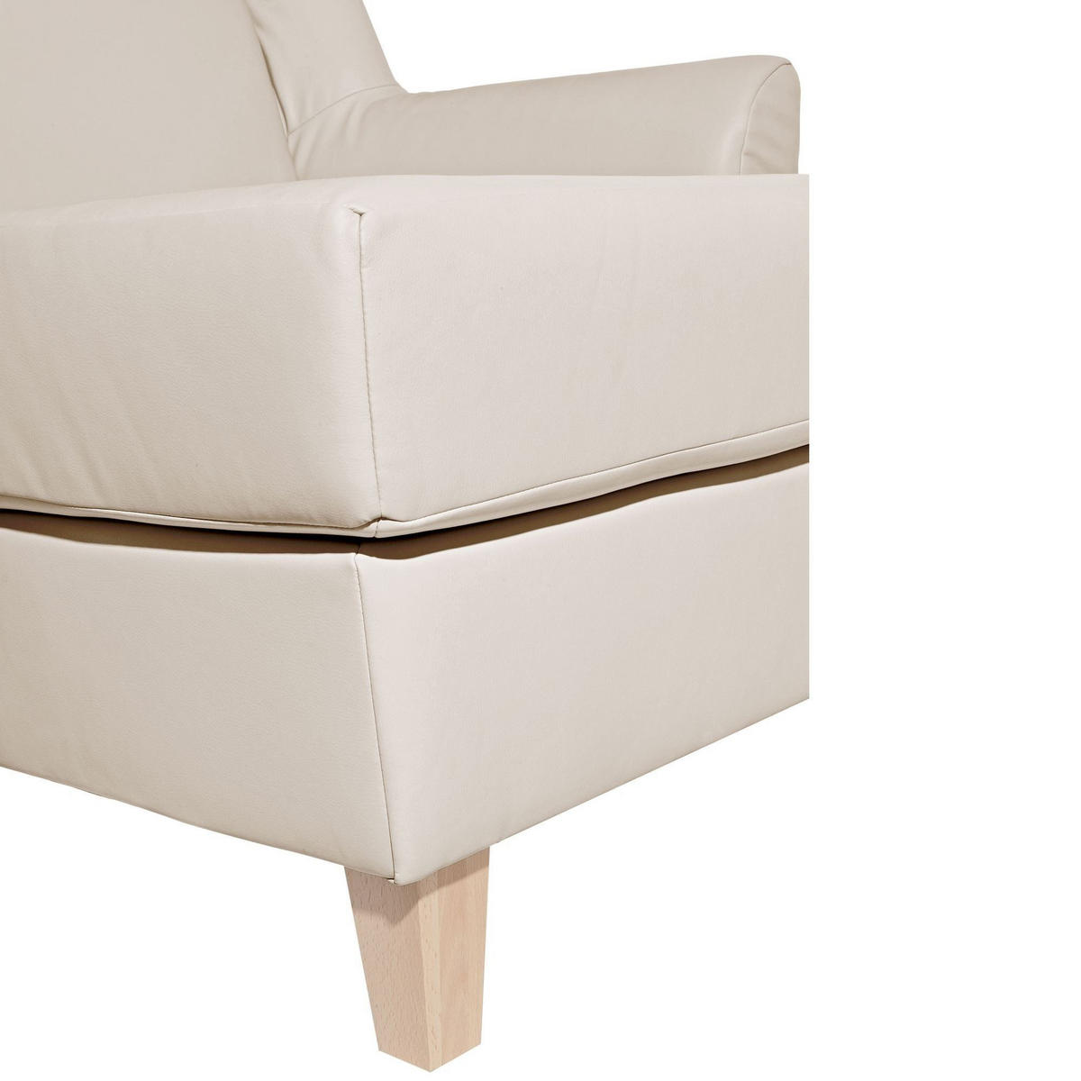 SESSEL XXL Karil Bezug Kunstleder Buche natur / beige - Weiß, Kunststoff (136/107/142cm) - 58aufmkessel