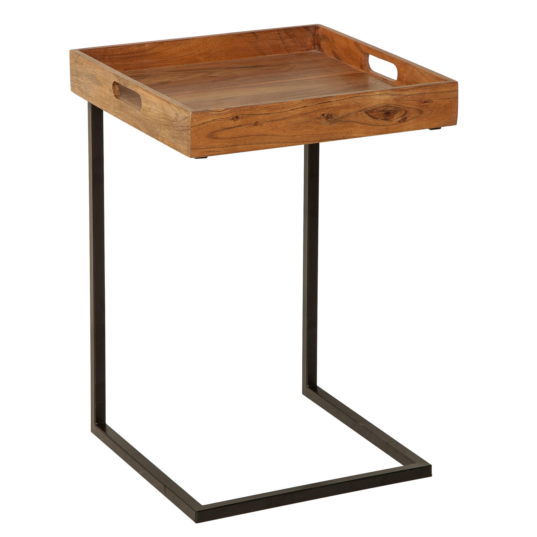 BEISTELLTISCH CIANO Akazie Schwarz 40cm - Schwarz/Braun, Holz/Metall (40/40/58cm) - riess-ambiente