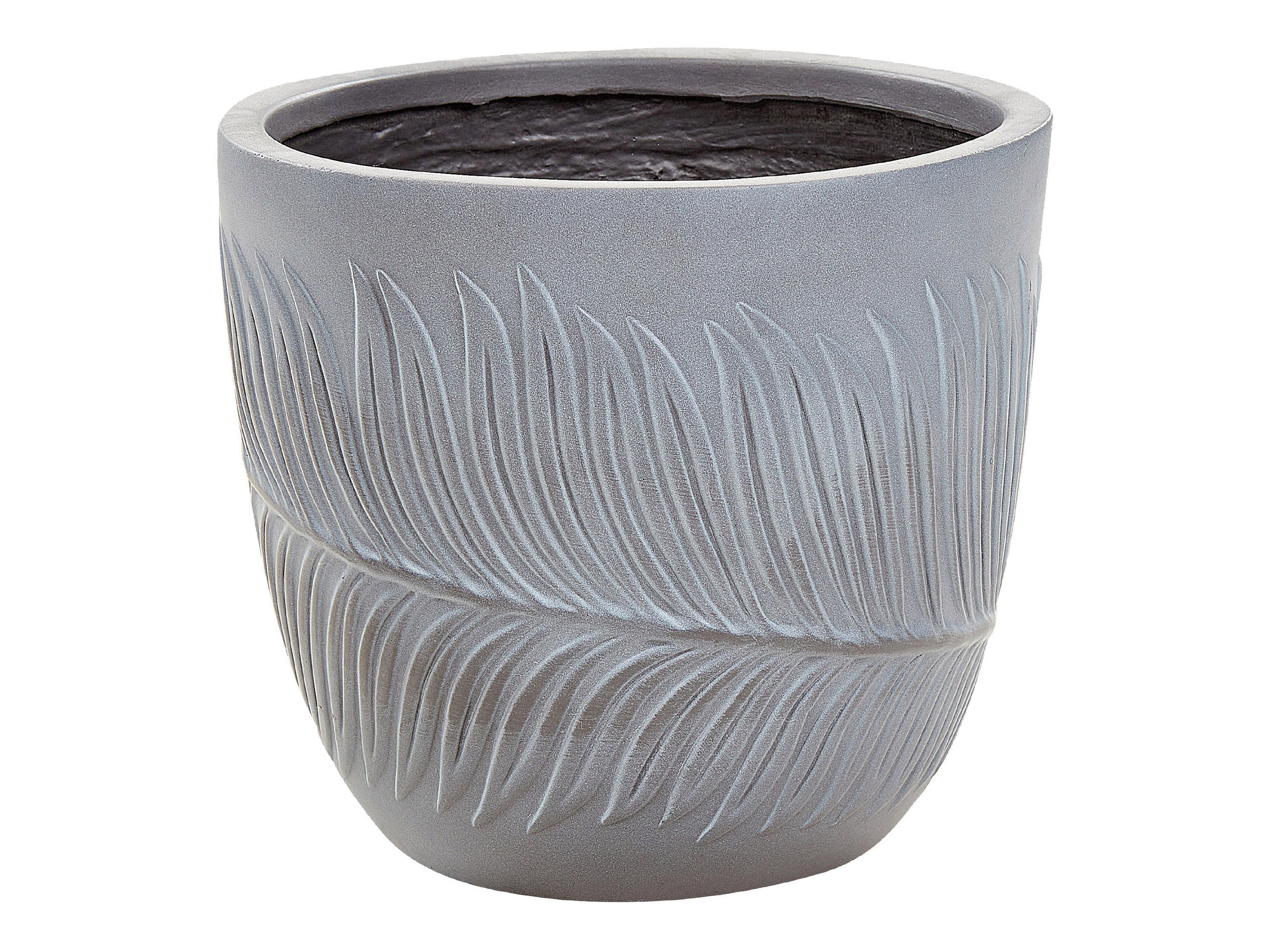 BLUMENTOPF grau rund 28/28/16 cm Ftero - Grau, Naturmaterialen (16cm) - Beliani