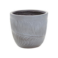 BLUMENTOPF grau rund 28/28/16 cm Ftero - Grau, Naturmaterialien (16cm) - Beliani