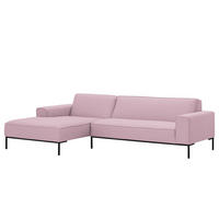 ECKSOFA mit Longchair - Webstoff - Schwarz/Rosa, Textil (264/168cm) - home24