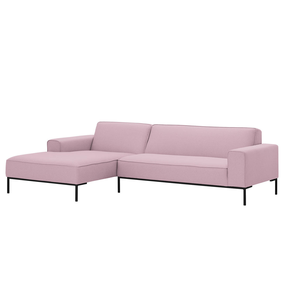 ECKSOFA mit Longchair - Webstoff - Schwarz/Rosa, Textil (264/168cm) - home24
