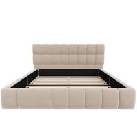 POLSTERBETT 140x190cm Samt Jugendbett Rückenlehne Beige - Beige, Textil (140/190cm) - FLIEKS