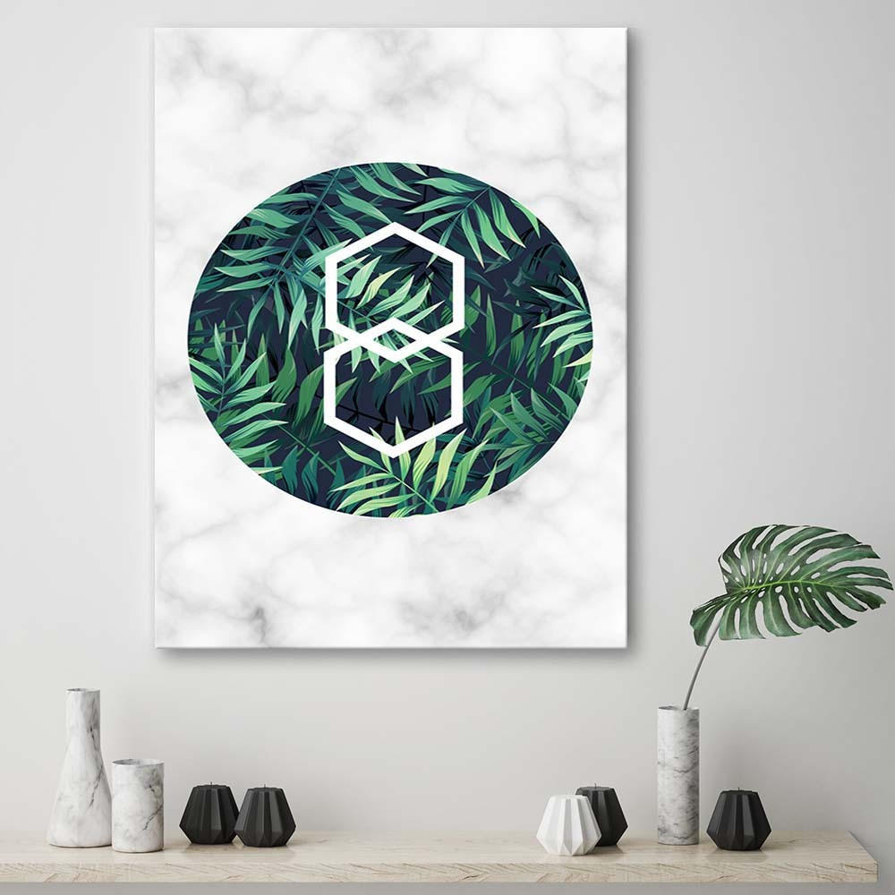LEINWANDBILD Farnblatt in einem Kreis - Marmor 40x60cm - Grün, Textil (40/60cm) - Feeby