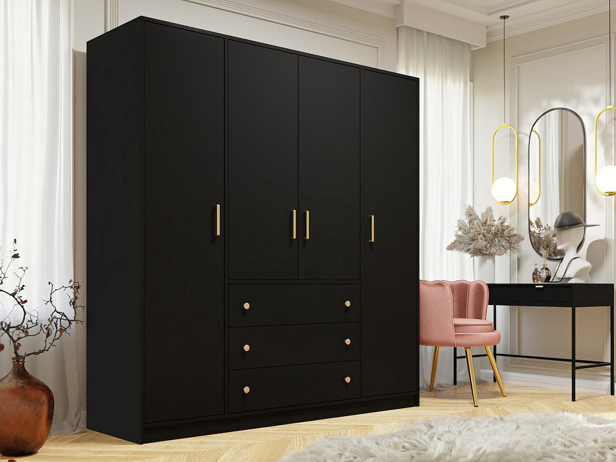 KLEIDERSCHRANK - 196 cm x 58 cm - holz - schwarz Lizandro - Schwarz, Holz (196/200/58cm) - Vente-Unique