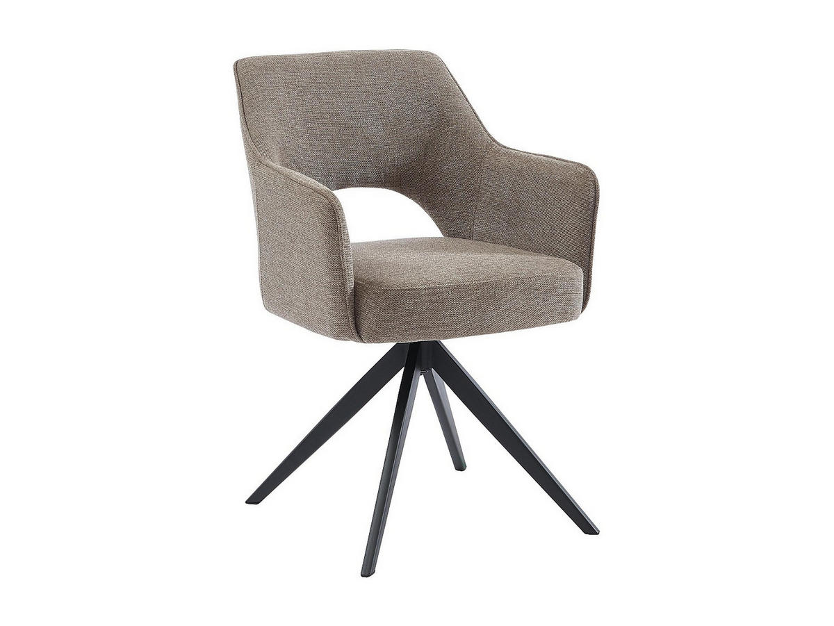 BÜROSTUHL Drehstuhl mit Armlehnen - Stoff & Metall - Taupe - KONYA - Braun, Textil (58/84/59cm) - Vente-Unique