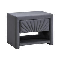 NACHTTISCH mit 1 Schublade & 1 Ablage - Samt - Anthrazitgrau - ULAMI - Anthrazit, Textil (35/41/50cm) - Vente-Unique