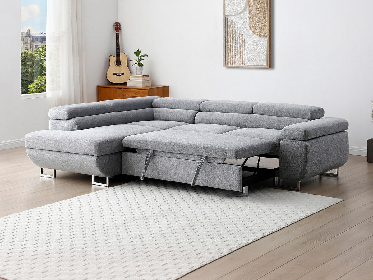 SCHLAFSOFA - 5 Personen - Stoff - Grau - - Grau, Textil (268/70/202cm) - Vente-Unique