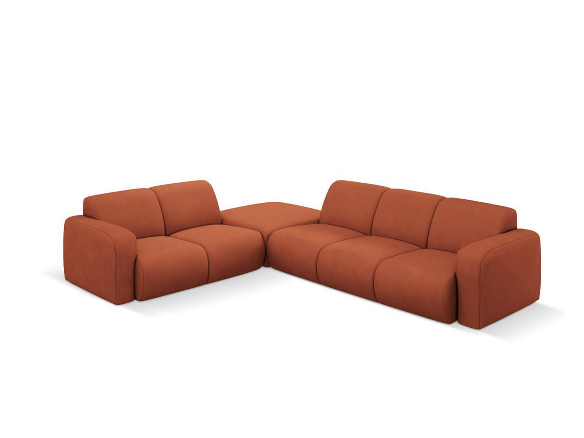 ECKSOFA links Molino aus strukturiertem Stoff orange 6 Sitzplätze - Orange, Textil (250/315cm) - Micadoni