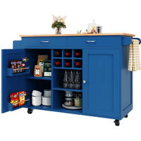 KÜCHENINSEL 102/45/92 cm aus MDF und Metall mit Rollen und flexiblem Stauraum Blau - Blau, Holzwerkstoff (102/92/45cm) - Modenvie