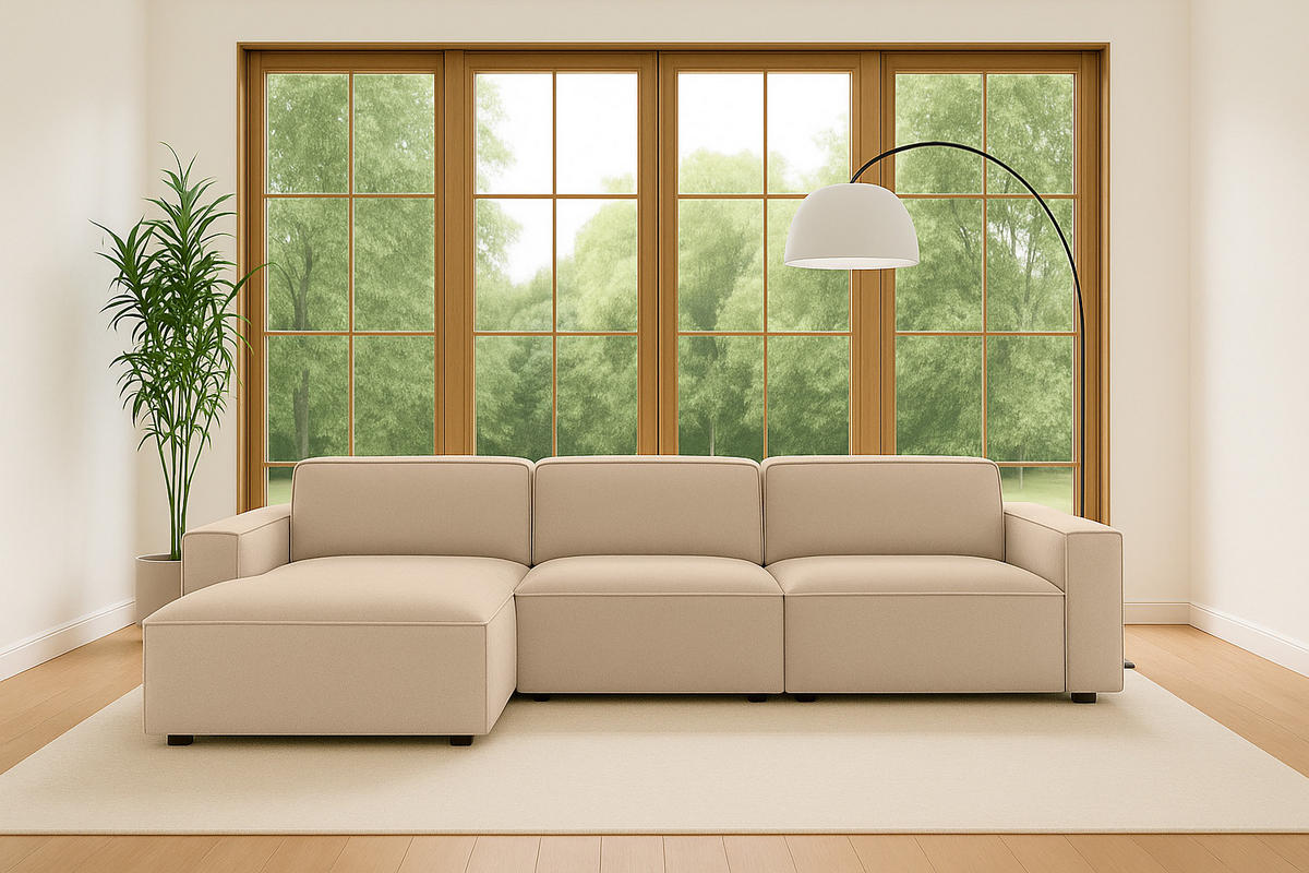 ECKSOFA Cursal L-Form, Stoff Salvador, Beige, Links - Beige, Holz (284/166cm) - Kaiser Möbel