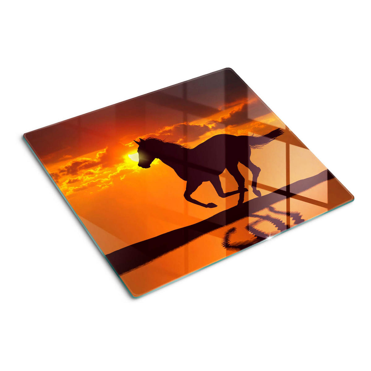 GLASPLATTE 60x52 cm Sonnenpferd - Orange, Glas (60/52cm) - TULUP