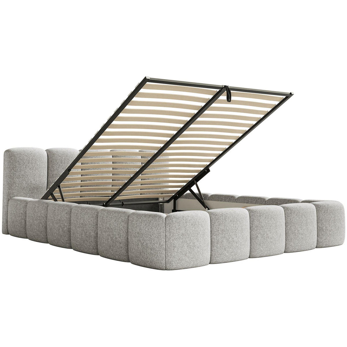 POLSTERBETT Cloudy Low Hellgrau 140x200 cm - Hellgrau, Kunststoff/Textil (140/200cm) - Selsey