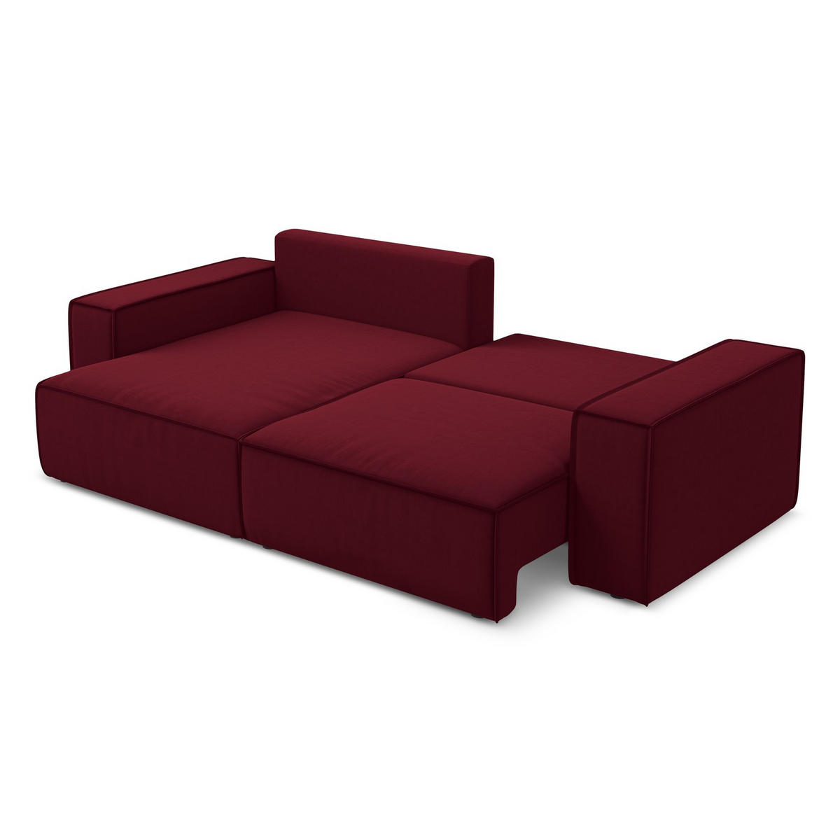 ECKSOFA mit Schlaffunktion Samt Stoff Rot - Bordeaux/Rot, Kunststoff/Textil (148/257cm) - LaMiaSofa