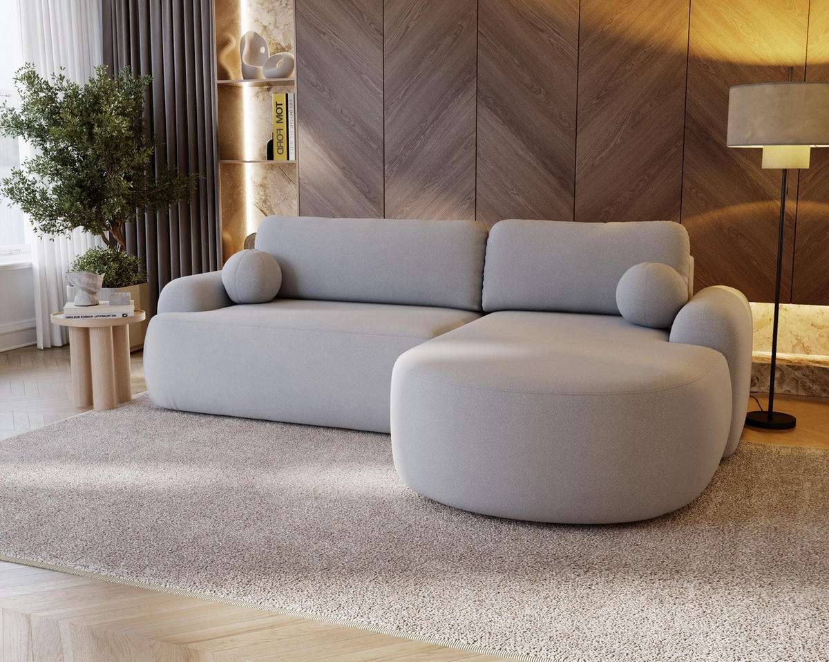 ECKSOFA DION HELLGRAU L - Rechts - Hellgrau, Textil (261/177cm) - Luxkor24