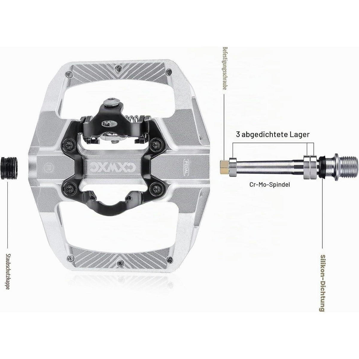 FAHRRADPEDALE mit Klickfunktion Silber - Silberfarben, Metall (10/1.5/11cm)