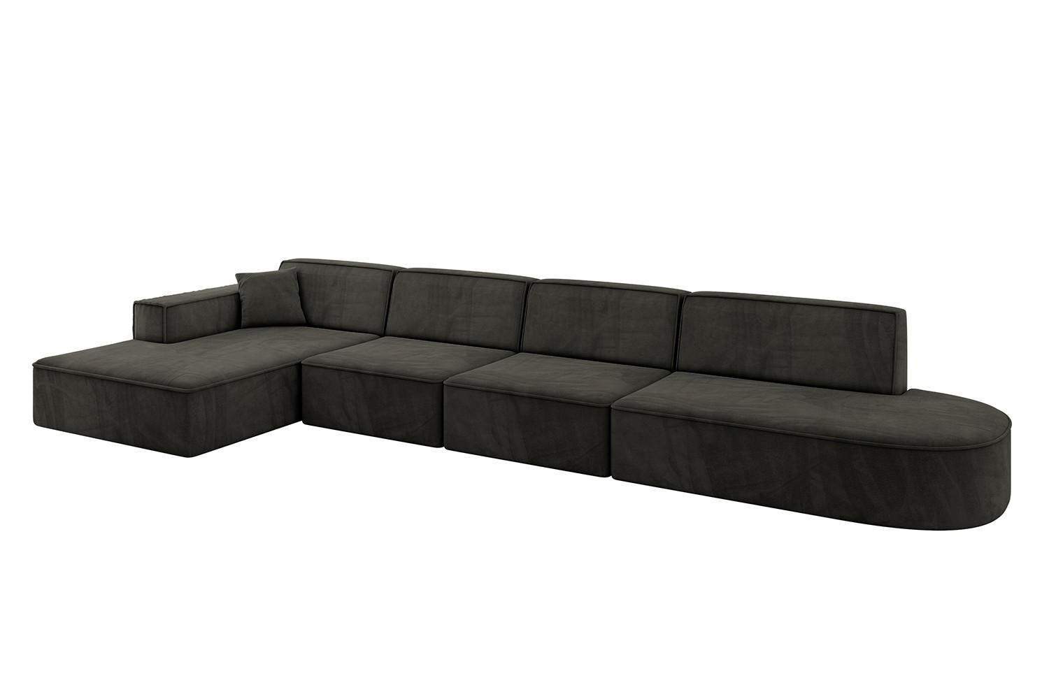 ECKSOFA Ottomane Links IREA-L3-v4 - 412x165x77 cm Schwarz - Schwarz, Holzwerkstoff/Textil (412/165cm) - ALTDECOR