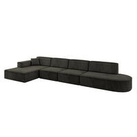 ECKSOFA Ottomane Links IREA-L3-v4 - 412x165x77 cm Schwarz - Schwarz, Holzwerkstoff/Textil (412/165cm) - ALTDECOR