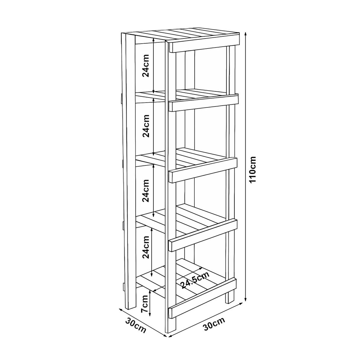 BADEZIMMERREGAL Kinnula - Naturfarben, Holz (30/110/30cm) - [en.casa]