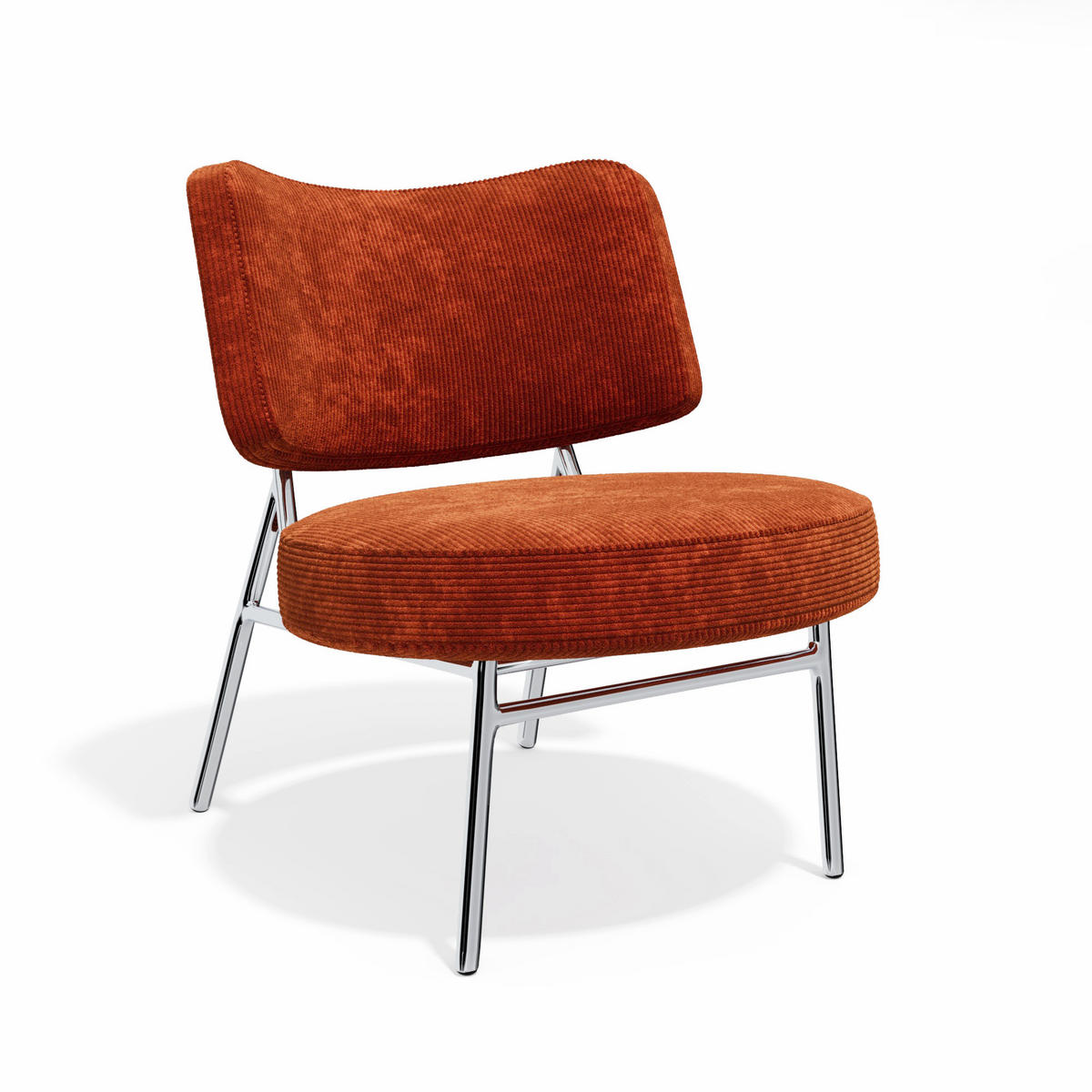 SESSEL Gerippter Samt 60cm - Orange, Textil (60/70/71cm) - Sia Home