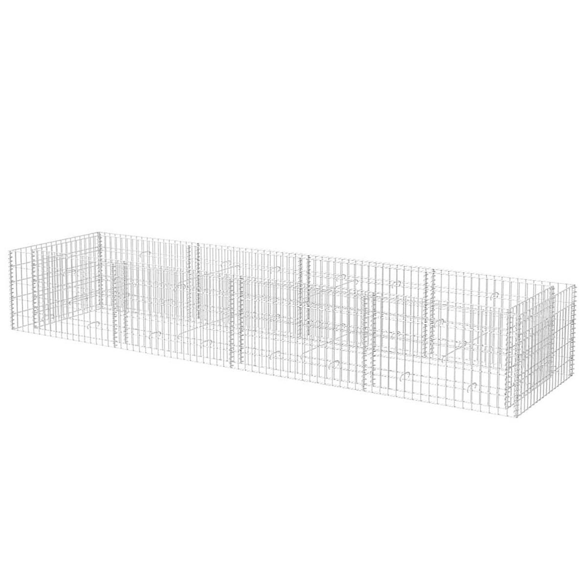 GABIONEN-HOCHBEET Stahl 360×90×50 cm - Silberfarben, Metall (360/50/90cm) - furnicato