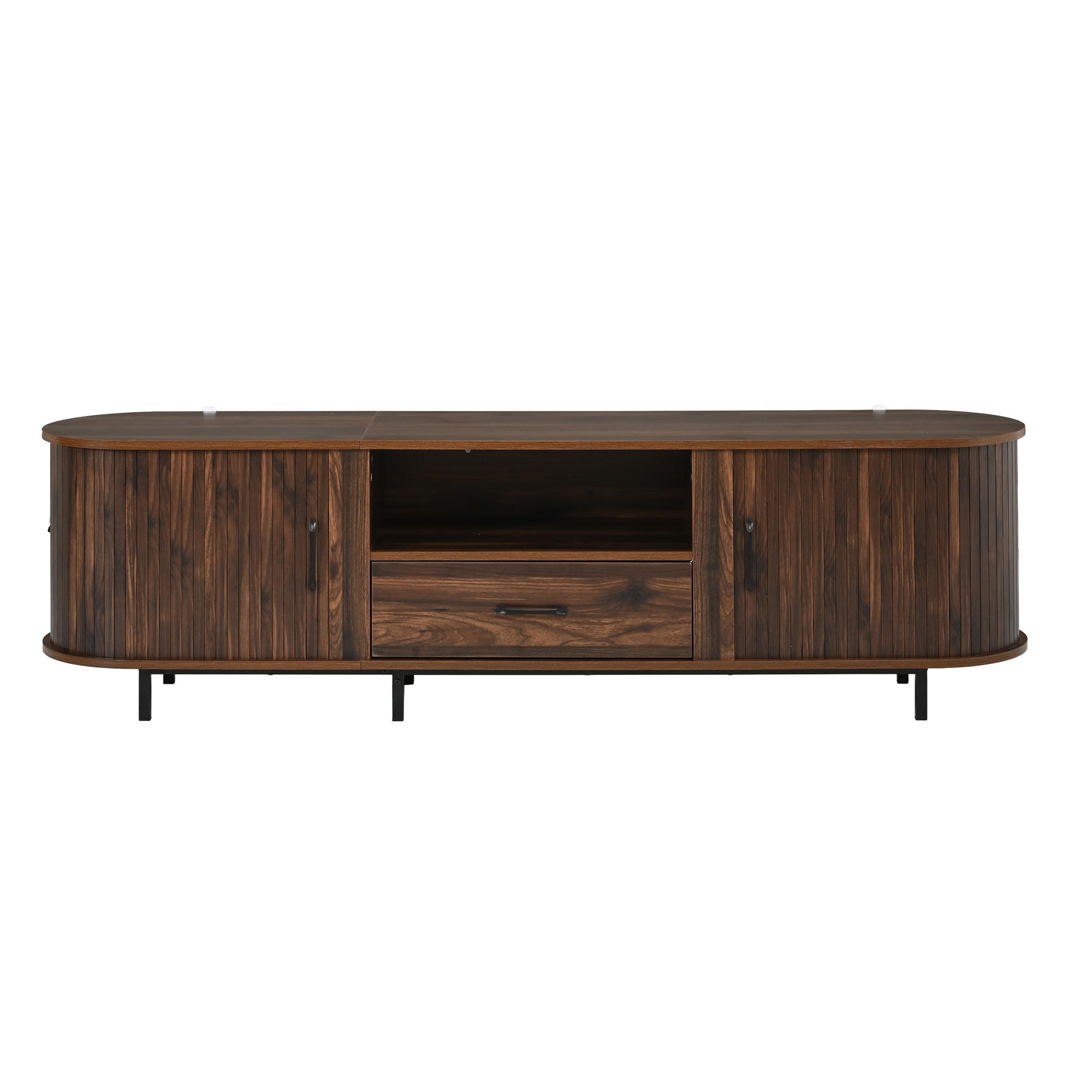 TV-SCHRANK 180/40/45 cm Walnuss mit 1 Schublade und 2 Schiebetüren - Nussbaumfarben, Holzwerkstoff/Metall (180/45/40cm) - Oxeza