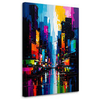 LEINWANDBILD Bunte Stadt Abstrakt 70x100cm - Multicolor, Textil (70/100cm) - Feeby