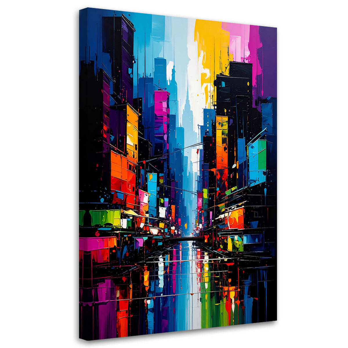 LEINWANDBILD Bunte Stadt Abstrakt 70x100cm - Multicolor, Textil (70/100cm) - Feeby