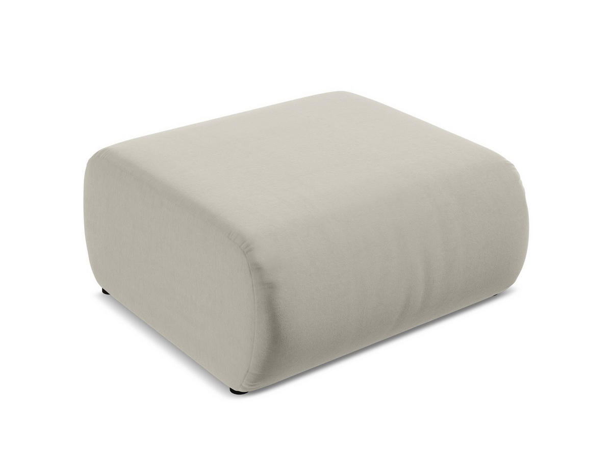 POUF Samt Stoff Creme - Perlmutt/Creme, Kunststoff/Textil (94/40/89cm) - Makamii