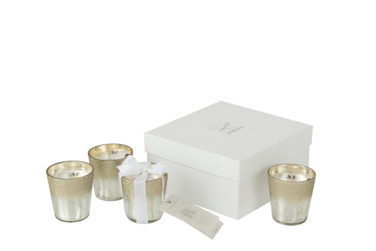 DUFTKERZE M-CHIC - Glas - Silber - 21 Std. - 4er set - Silberfarben, Glas (6.5/7cm) - J-Line