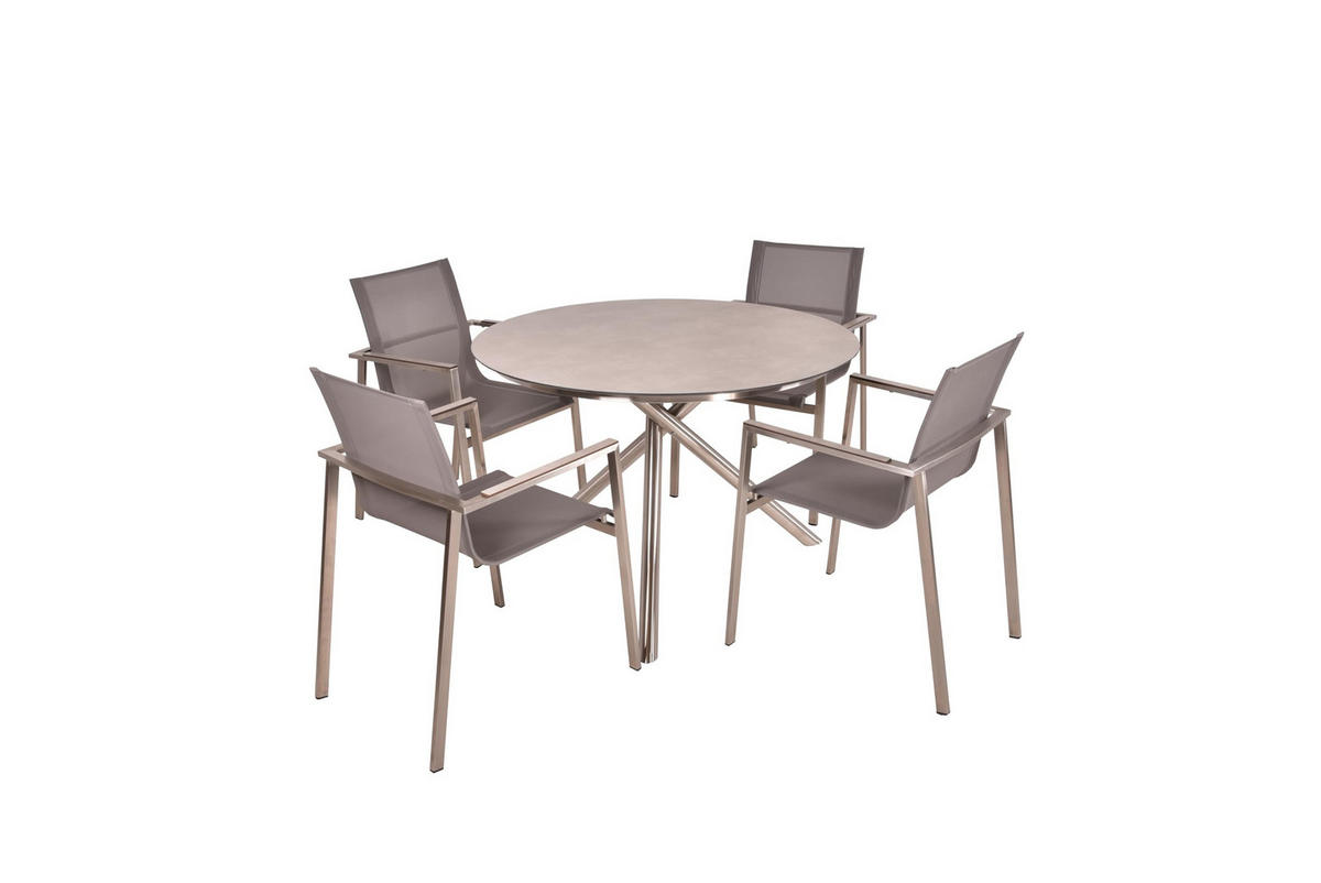 GARTEN-SITZGRUPPE Hakon 5-teilig Gartenmöbel-Set - Grau, Kunststoff - DELUKE