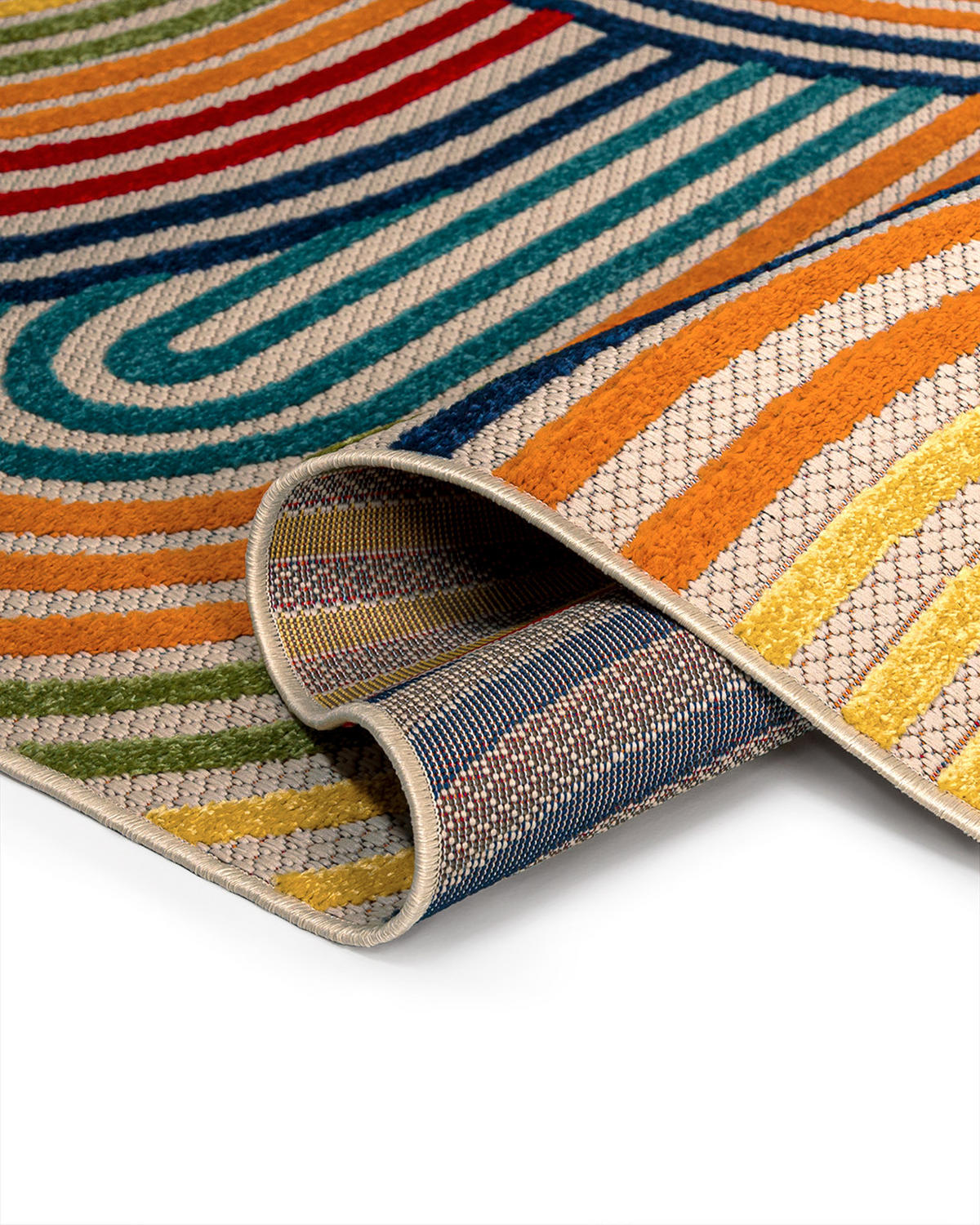 TEPPICH In-& Outdoor Fano Ovale Mazovia 120x170cm Blau Gelb Abstrakt Kurzflor - Blau, Textil (120/170cm) - Mazovia