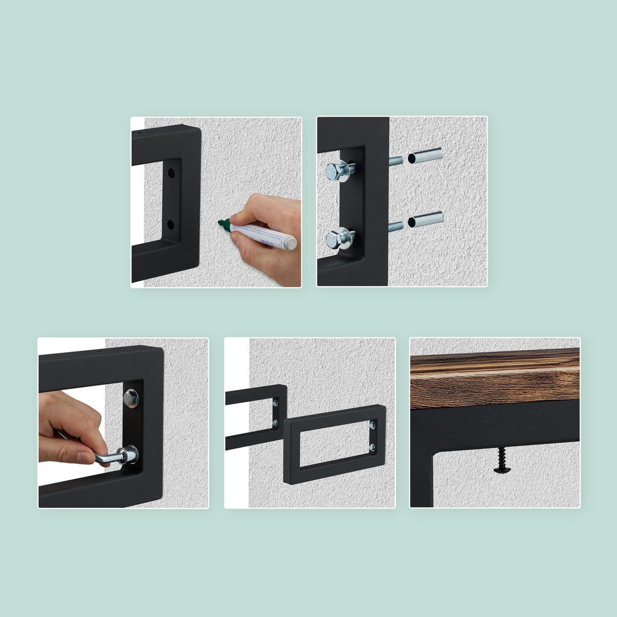 2XWANDKONSOLE - Weiß, Metall (50/3/15cm) - Relaxdays