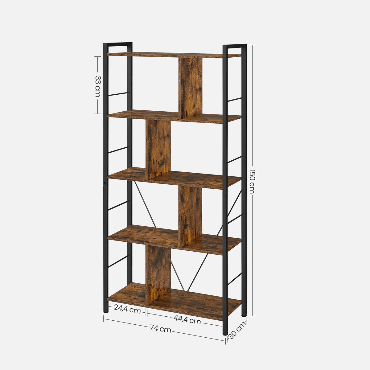 BÜCHERREGAL - Braun, Holzwerkstoff (30/150/74cm) - Hansiro