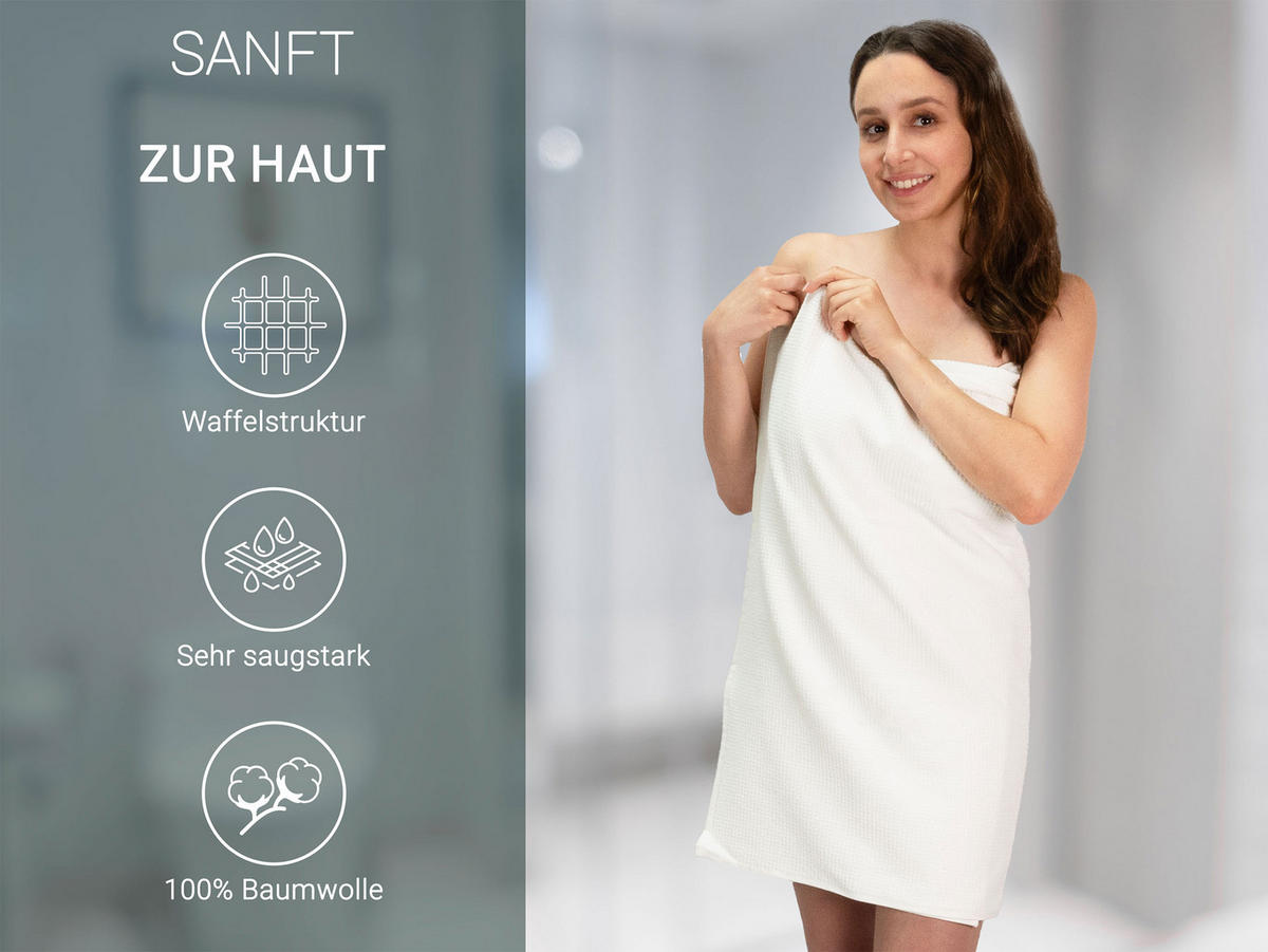 DUSCHTÜCHER, 3er-Set, 70x140 cm, 100% Baumwolle, Weiß - Weiß, Textil (70/140cm) - Zollner