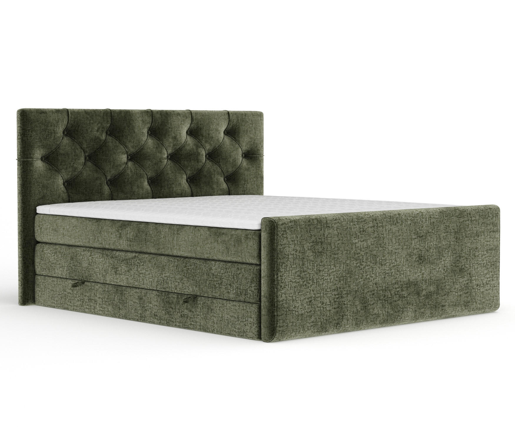 BOXSPRINGBETT Hugo Olivenfarbe 160/200 cm - Schwarz/Olivgrün, Holz/Holzwerkstoff (160/200cm) - Maison de Reve