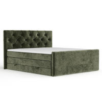 BOXSPRINGBETT Hugo Olivenfarbe 140/200 cm - Schwarz/Olivgrün, Holz/Holzwerkstoff (140/200cm) - Maison de Reve