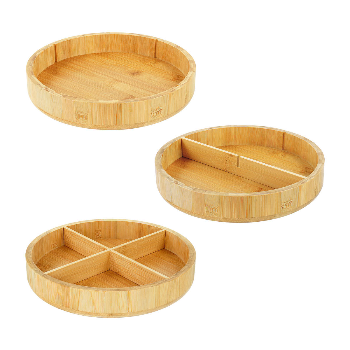 DREHTELLER - Hellbraun, Holz/Textil (23.5/6/23.5cm) - Relaxdays