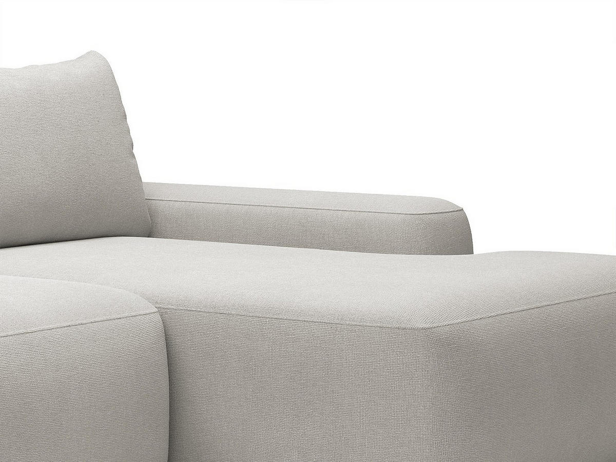 ECKSOFA mit Schlaffunktion - Ecke rechts - Strukturstoff - Hellgrau - DAVISO - Hellgrau, Textil (264/162cm) - Vente-Unique