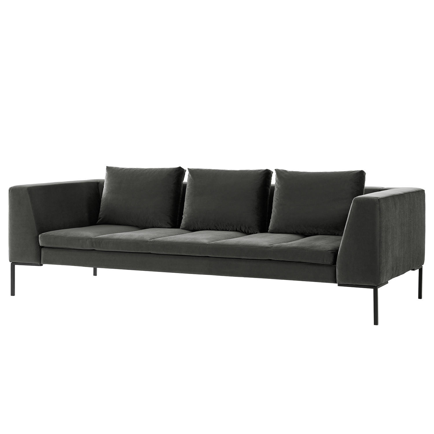3-SITZER SOFA - Chromfarben/Grün, Textil (238/81/105cm) - home24