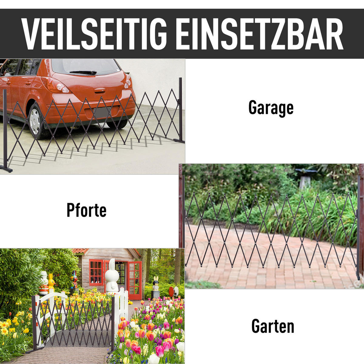 GARTENZAUN, Aluminium, Eisen, Dunkelbraun, 103,5H x 35-300L cm - Dunkelbraun, Metall (31/103cm) - Outsunny